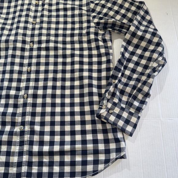 North Face Men Large 100% Cotton Flannel Button Shirt Thick Cotton Plaid Blue - Picture 4 of 11